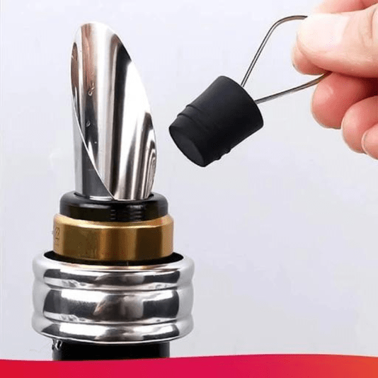 Kit Para Vinho Com 5 Peças Metal Estojo De Couro 