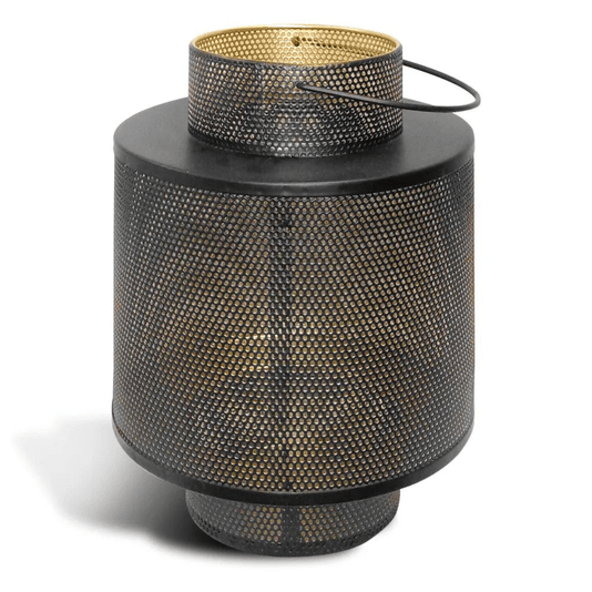 Lanterna Decorativa de Metal Preto e Bronze G 30cm