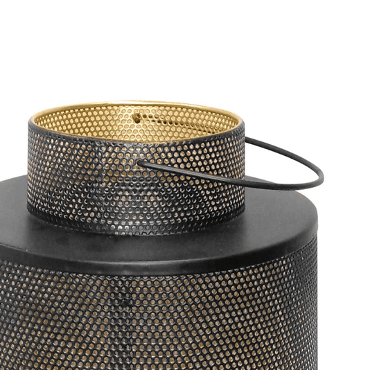 Lanterna Decorativa de Metal Preto e Bronze M 23cm