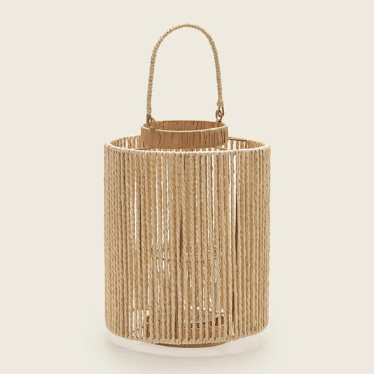 Lanterna Em Fibra Natural Decorativa G 31,5CM