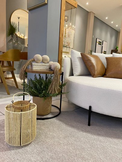 Lanterna Em Fibra Natural Decorativa G 31,5CM
