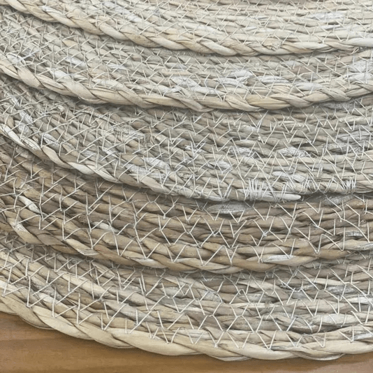 Lugar Americano Redondo Em Fibra Natural Com 8 Peças 40cm