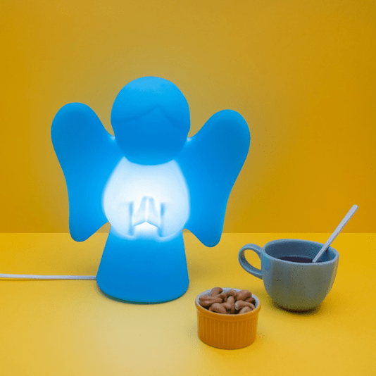 Luminária Abajur Anjinho Azul Lâmpada Led