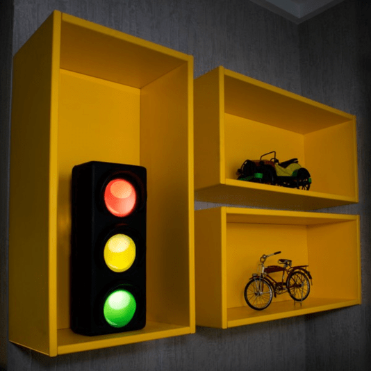 Luminária Abajur Sinaleira Com Lâmpada Led