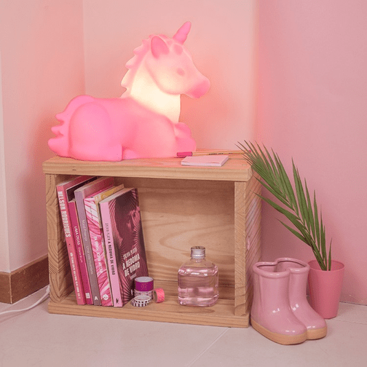 Luminária Abajur Unicórnio Rosa Com Lâmpada Led