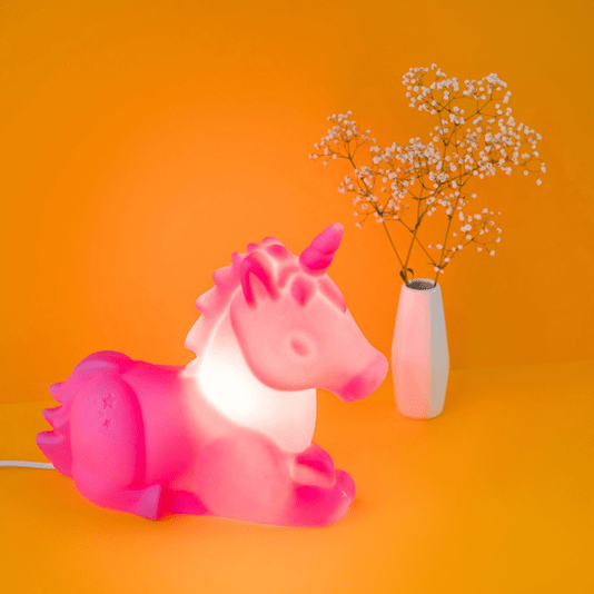 Luminária Abajur Unicórnio Rosa Com Lâmpada Led