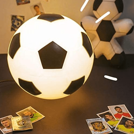 Luminária Bola Futebol Branca E Preta Com Lâmpada Led
