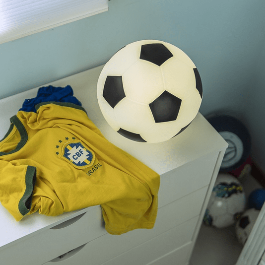 Luminária Bola Futebol Branca E Preta Com Lâmpada Led

