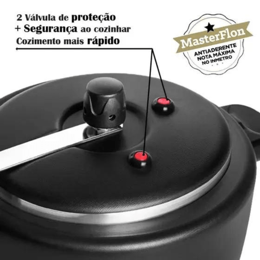 Panela De Pressão 5 Litros Antiaderente Preto Patolux