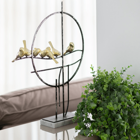 Peça decorativa Adorno Resina E metal Com Pássaros