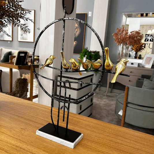 Peça decorativa Adorno Resina E metal Com Pássaros
