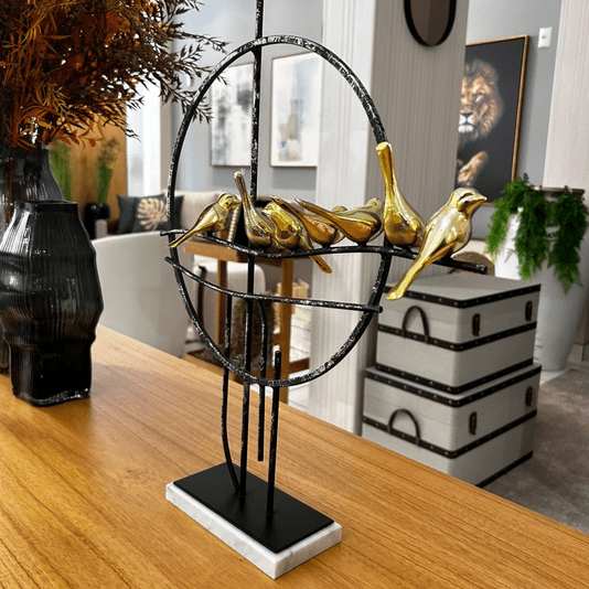 Peça decorativa Adorno Resina E metal Com Pássaros