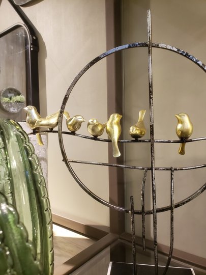 Peça decorativa Adorno Resina E metal Com Pássaros