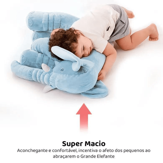 Pelúcia Almofada Gigante Elefante Azul 48cm Buba