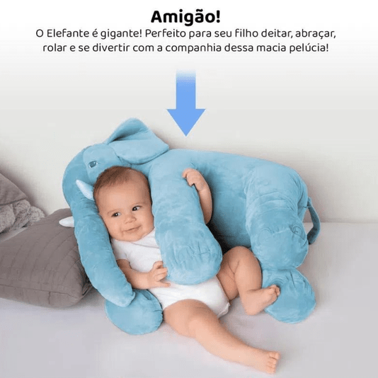 Pelúcia Almofada Gigante Elefante Azul 48cm Buba