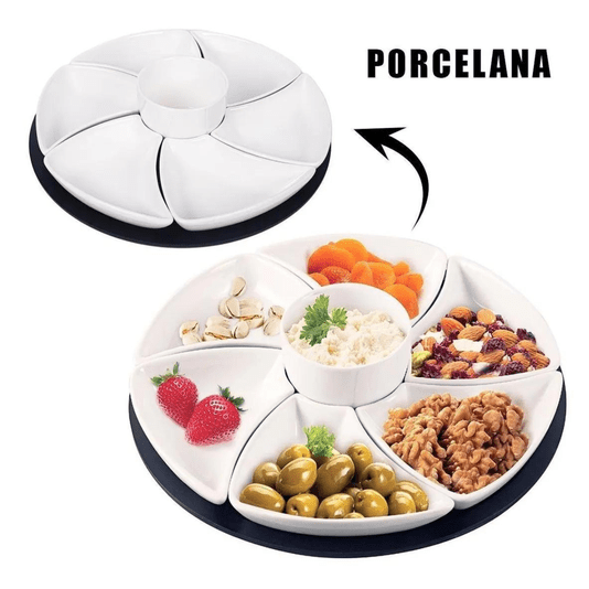 Petisqueira De Porcelana Giratória Com 8 Peças HausKraft