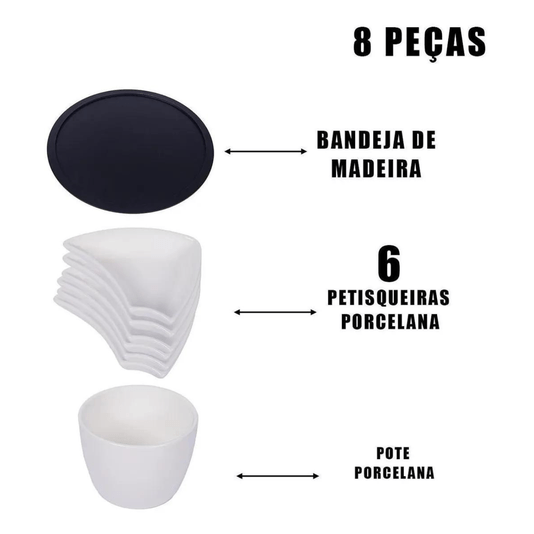 Petisqueira De Porcelana Giratória Com 8 Peças HausKraft