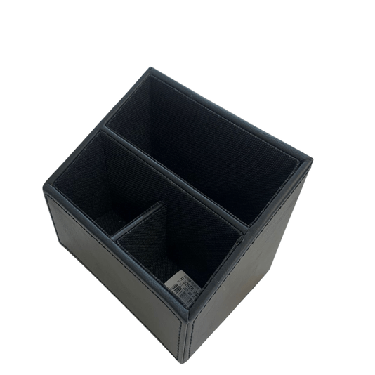 Porta Controle Remoto De Couro Preto 3 Divisorias 