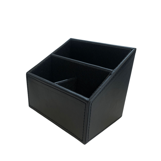 Porta Controle Remoto De Couro Preto 3 Divisorias 