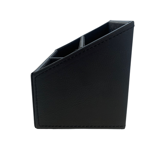 Porta Controle Remoto De Couro Preto 3 Divisorias 