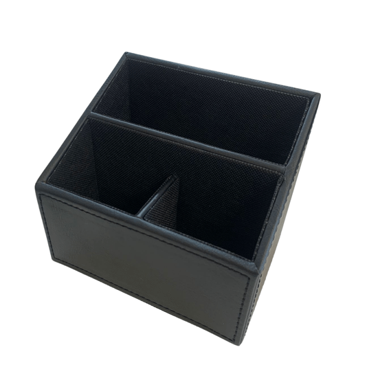 Porta Controle Remoto De Couro Preto 3 Divisorias 