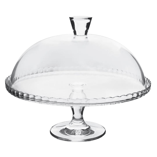 Prato Para Bolo Patisserie Com Pé E Tampa De Vido 32cm