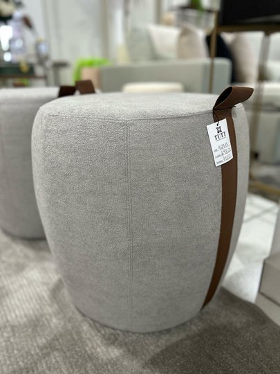 Puff Decorativo Toulon Cinza Tec 2186 Com Alça Couro 50cm