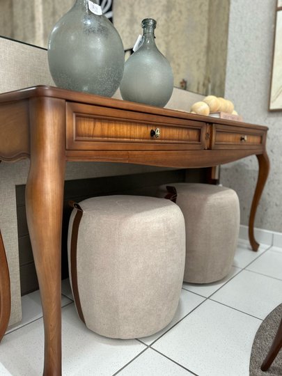 Puff Decorativo Toulon Marron tec 2185 Com Alça Couro