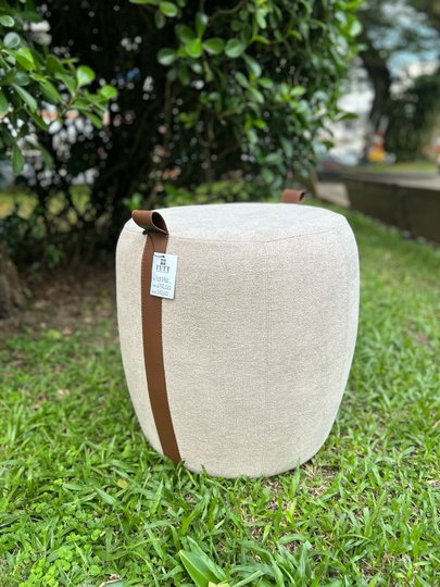 Puff Decorativo Toulon Marron tec 2185 Com Alça Couro