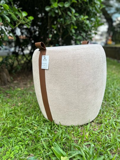 Puff Decorativo Toulon Marron tec 2185 Com Alça Couro