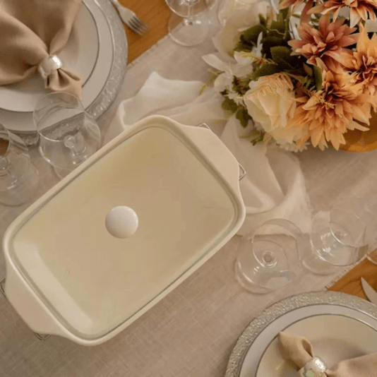 Rechaud Retangular Em Porcelana Com Queimador 2,8L