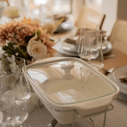 Rechaud Retangular Em Porcelana Com Queimador 2,8L