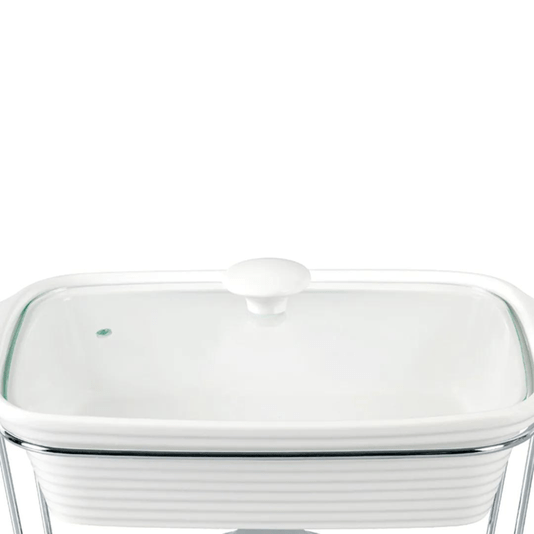 Rechaud Retangular Em Porcelana Com Queimador 2,8L