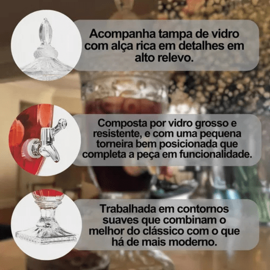 Suqueira De Vidro Queen 1,8 Litro Hauskraft