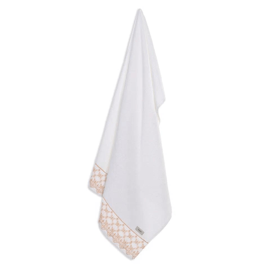 Toalha de Banho Fio Penteado Constanza Branco/ Rosa