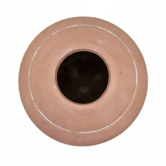 Vaso Cimento Listras Branca Com Rosa Claro 26cm