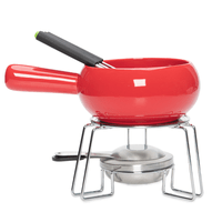 Aparelho De Fondue Vermelho Em Cerâmica 8 Peças 
