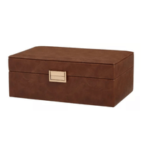 Caixa Decorativa Em Mdf Revestimento Pu Marrom 23,5cm