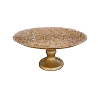 Centro De Mesa Reveníe Em Vidro Rosa E Dourado