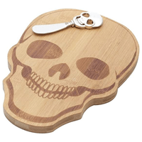 Conjunto Tábua Madeira E Espátula Zamac Caveira 
