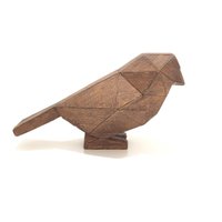 Decoração Pássaro de Resina Estilo Madeira