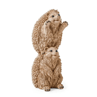 Escultura Decorativa Dupla de Ouriços Empilhados em Poliresina