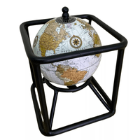 Escultura Decorativa Globo Giratório Com Suporte Metal 18cm