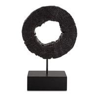 Escultura Decorativa Tronco Círculo Em Poliresina Preto 
