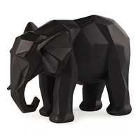 Escultura Elefante Geométrico Em Poliresina Preto G