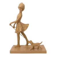 Escultura Estatua de Resina Menina e Cachorro 26cm x 19,5cm