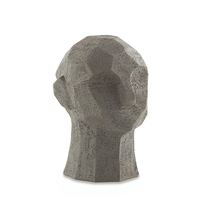 Escultura Face Decorativa Cinza Em Poliresina 17,5cm