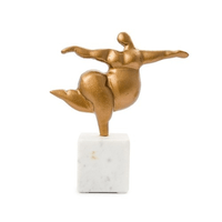 Escultura Gordinha Balé Metal Com Base Mármore