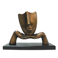 Escultura Rosto Decorativo Em Resina Cobre e Marrom