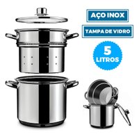 Jogo de Panelas Brinox Life Optima 05 Peças - Com Indução - Carmim